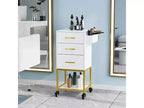 Karl Home Carrello portaoggetti nero in legno con ruote e 3 cassetti