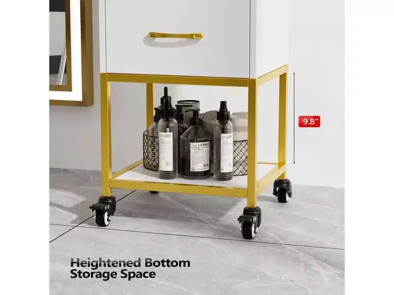 Karl Home Carrello portaoggetti nero in legno con ruote e 3 cassetti