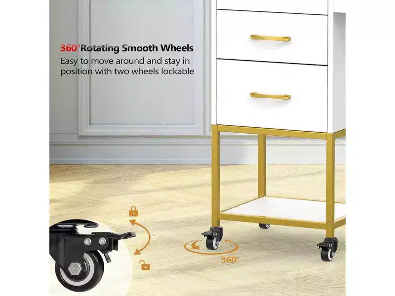 Karl Home Carrello portaoggetti nero in legno con ruote e 3 cassetti