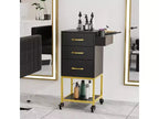 Karl Home Carrello portaoggetti nero in legno con ruote e 3 cassetti