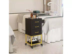 Karl Home Carrello portaoggetti nero in legno con ruote e 3 cassetti