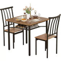 2-Piece Indoor Modern Square Table Kitchen Dining Table Set for 2 with Space-Saving Design, MDF and Stainless Steel