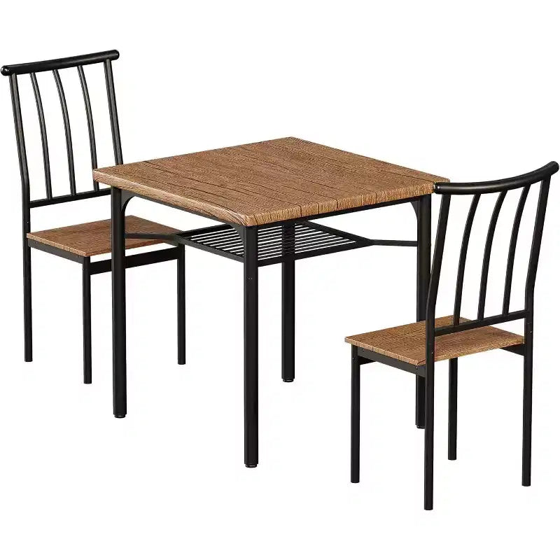 Set da 2 Tavoli da Pranzo Quadrati Moderni da Interno con Design Salvaspazio, in MDF e Acciaio Inossidabile