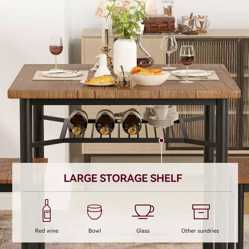 Set da 2 Tavoli da Pranzo Quadrati Moderni da Interno con Design Salvaspazio, in MDF e Acciaio Inossidabile