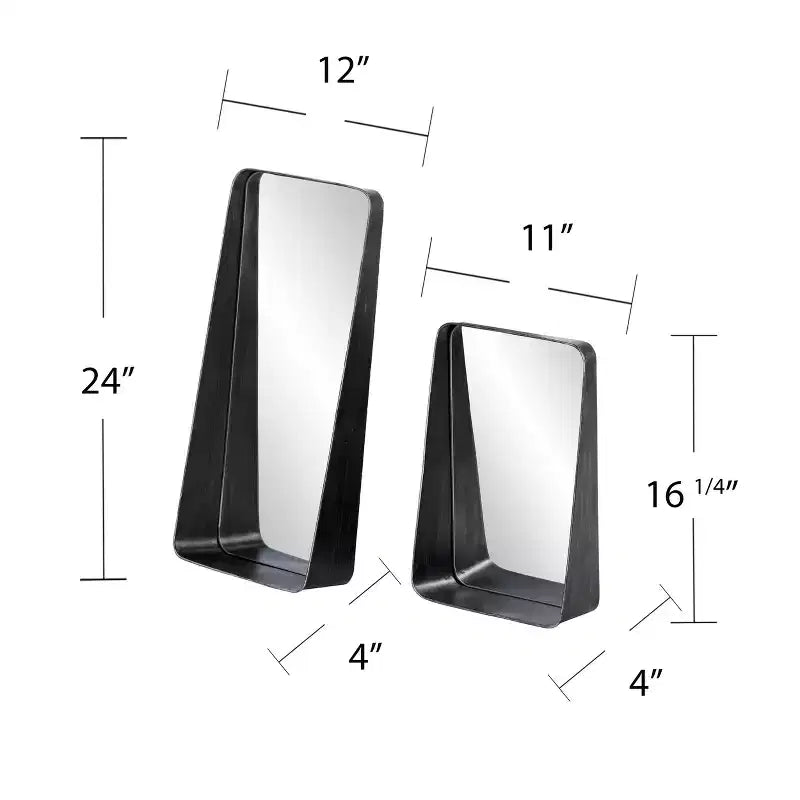 Amboros Specchi Decorativi con Mensole, Set da 2 pz - Nero - SEI