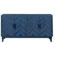 HomeRoots 60 Blue Textural Chevron Distressed Wood Sideboard with Four Doors