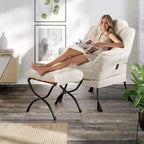 Lazy Chair with Ottoman, Lazy boy Chairs Armchair Accent Comfy Modern with Side Pocket, Folding Footrest Stool Set