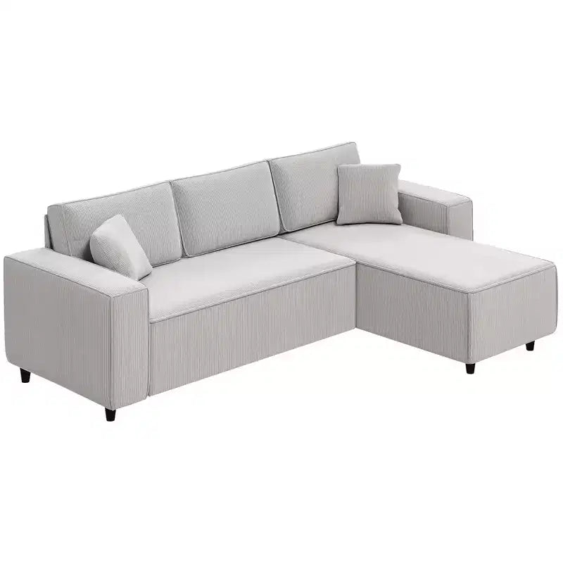 Divano Sezionale HOMCOM con Chaise Rovesciabile, Divano ad Angolo a L con Tessuto in Velluto a Coste, Molle Insacchettate, 2 Cuscini