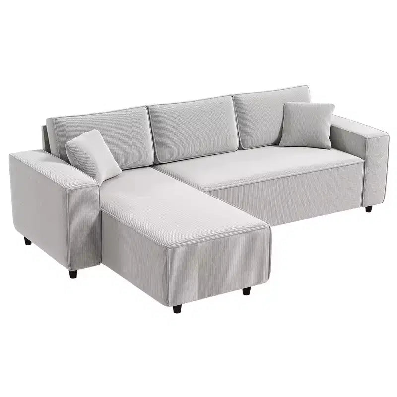 Divano Sezionale HOMCOM con Chaise Rovesciabile, Divano ad Angolo a L con Tessuto in Velluto a Coste, Molle Insacchettate, 2 Cuscini