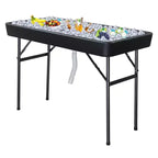Karl Home Portable Party 4 FT. Folding Ice Cooler Table with Removable Matching Skirt and Drain Hose