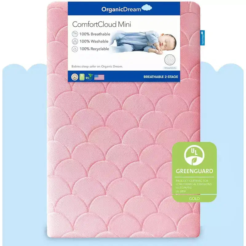 Organic Dream ComfortCloud Mini Crib Mattress in Pink