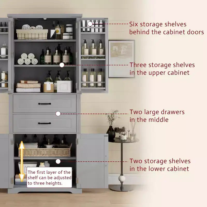 Christopher Knight Home Walter Armoire de rangement multifonctionnel moderne avec 2 tiroirs et étagères réglables