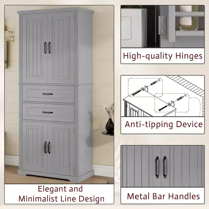 Christopher Knight Home Walter Armoire de rangement multifonctionnel moderne avec 2 tiroirs et étagères réglables