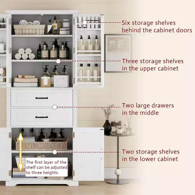 Christopher Knight Home Walter Armoire de rangement multifonctionnel moderne avec 2 tiroirs et étagères réglables
