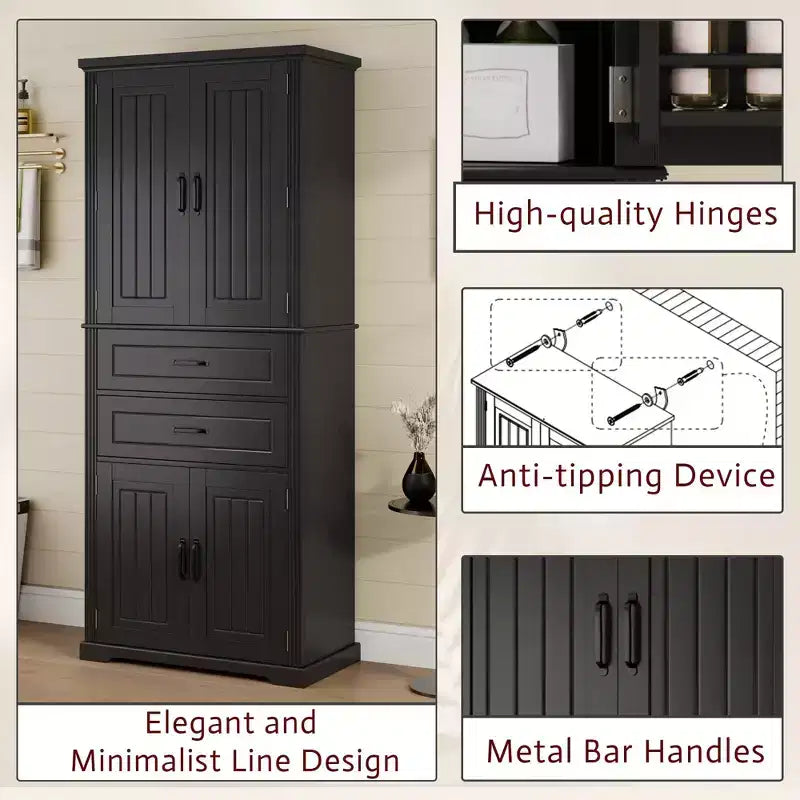 Christopher Knight Home Walter Armoire de rangement multifonctionnel moderne avec 2 tiroirs et étagères réglables