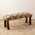 GDFStudio Martina Modern 45 Solid Wood and Jute Fabric Upholstered Bench