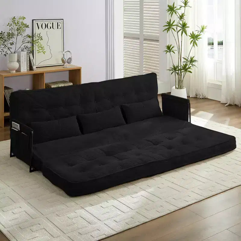 Mjkone Divano letto futon pieghevole multifunzionale, divano letto a 3 posti con cuscini, schienale regolabile in 6 posizioni
