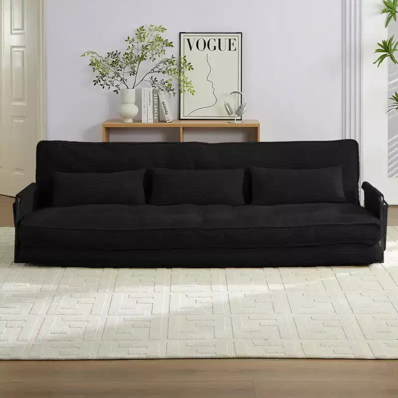 Mjkone Divano letto futon pieghevole multifunzionale, divano letto a 3 posti con cuscini, schienale regolabile in 6 posizioni
