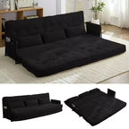 Mjkone Divano letto futon pieghevole multifunzionale, divano letto a 3 posti con cuscini, schienale regolabile in 6 posizioni