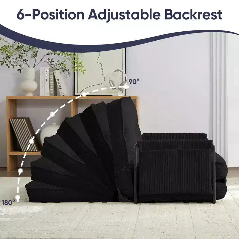 Mjkone Divano letto futon pieghevole multifunzionale, divano letto a 3 posti con cuscini, schienale regolabile in 6 posizioni