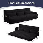 Mjkone Divano letto futon pieghevole multifunzionale, divano letto a 3 posti con cuscini, schienale regolabile in 6 posizioni
