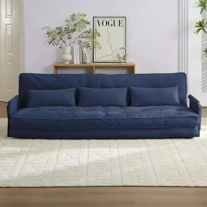 Mjkone Divano letto futon pieghevole multifunzionale, divano letto a 3 posti con cuscini, schienale regolabile in 6 posizioni