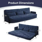 Mjkone Divano letto futon pieghevole multifunzionale, divano letto a 3 posti con cuscini, schienale regolabile in 6 posizioni