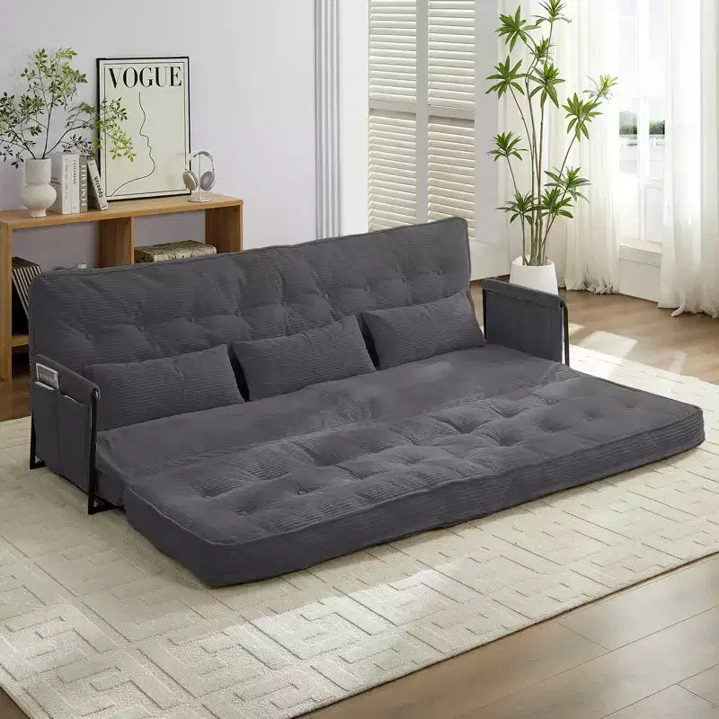 Mjkone Divano letto futon pieghevole multifunzionale, divano letto a 3 posti con cuscini, schienale regolabile in 6 posizioni