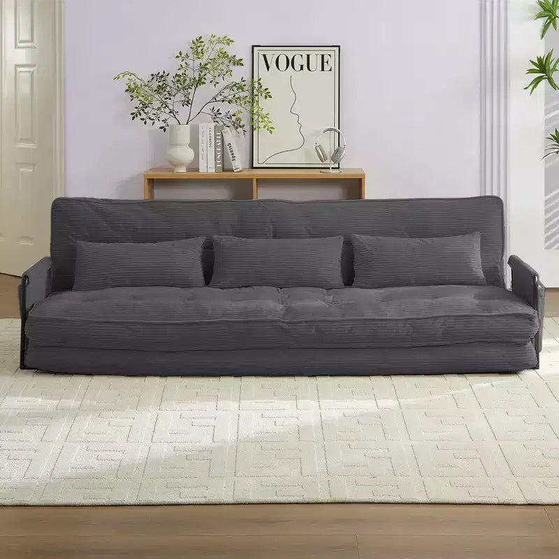 Mjkone Divano letto futon pieghevole multifunzionale, divano letto a 3 posti con cuscini, schienale regolabile in 6 posizioni