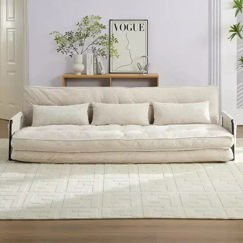 Mjkone Divano letto futon pieghevole multifunzionale, divano letto a 3 posti con cuscini, schienale regolabile in 6 posizioni