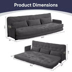 Mjkone Divano letto futon pieghevole multifunzionale, divano letto a 3 posti con cuscini, schienale regolabile in 6 posizioni