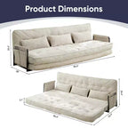 Mjkone Divano letto futon pieghevole multifunzionale, divano letto a 3 posti con cuscini, schienale regolabile in 6 posizioni