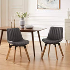 Chaise de salle à manger pivotante Art Leon Mid-century Modern en similicuir, lot de 2