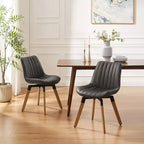 Chaise de salle à manger pivotante Art Leon Mid-century Modern en similicuir, lot de 2
