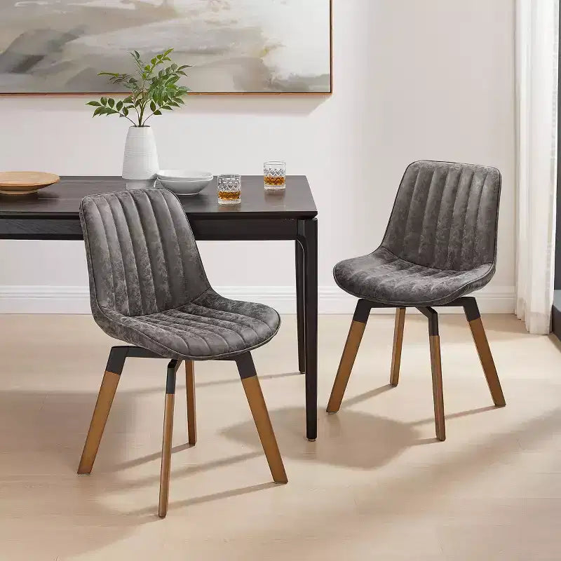 Chaise de salle à manger pivotante Art Leon Mid-century Modern en similicuir, lot de 2