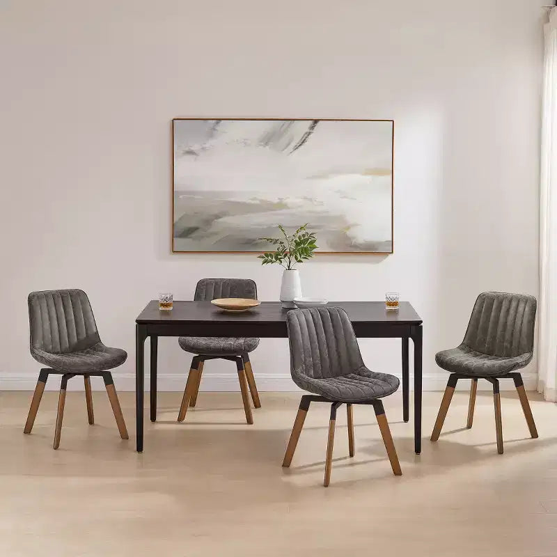 Chaise de salle à manger pivotante Art Leon Mid-century Modern en similicuir, lot de 2