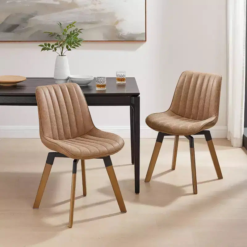 Chaise de salle à manger pivotante Art Leon Mid-century Modern en similicuir, lot de 2