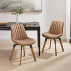 Chaise de salle à manger pivotante Art Leon Mid-century Modern en similicuir, lot de 2