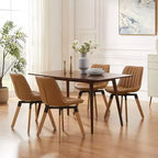 Chaise de salle à manger pivotante Art Leon Mid-century Modern en similicuir, lot de 2