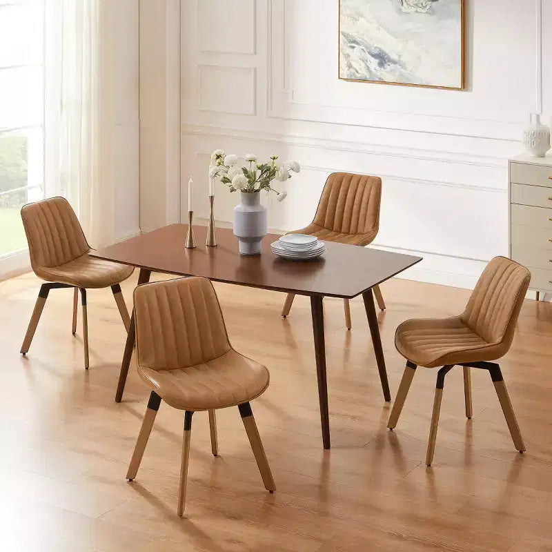 Chaise de salle à manger pivotante Art Leon Mid-century Modern en similicuir, lot de 2