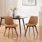 Chaise de salle à manger pivotante Art Leon Mid-century Modern en similicuir, lot de 2