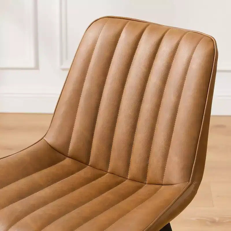 Chaise de salle à manger pivotante Art Leon Mid-century Modern en similicuir, lot de 2