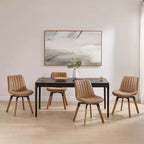 Chaise de salle à manger pivotante Art Leon Mid-century Modern en similicuir, lot de 2