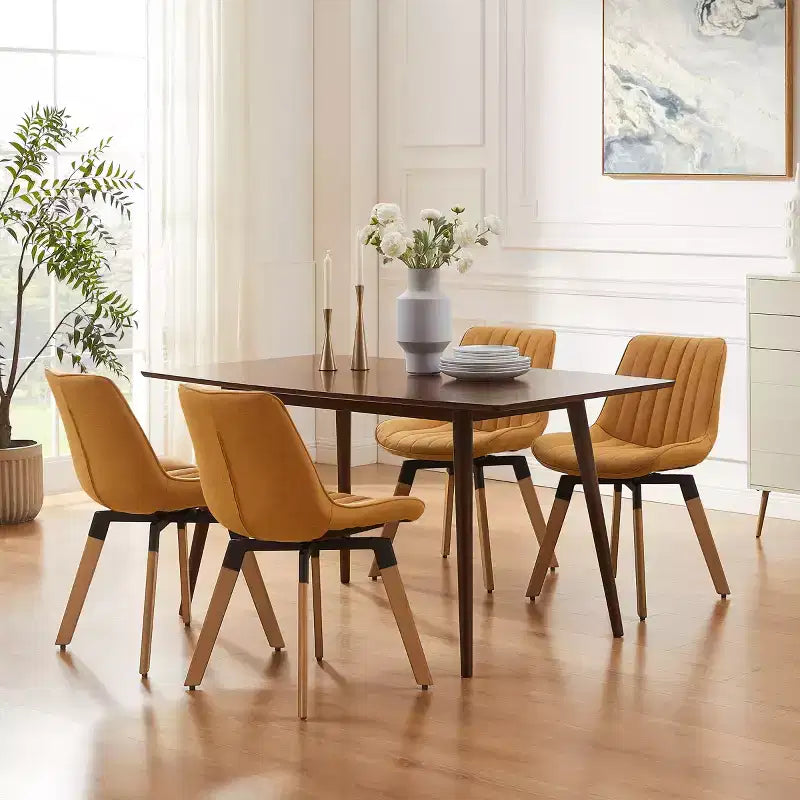 Chaise de salle à manger pivotante Art Leon Mid-century Modern en similicuir, lot de 2