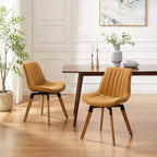 Chaise de salle à manger pivotante Art Leon Mid-century Modern en similicuir, lot de 2