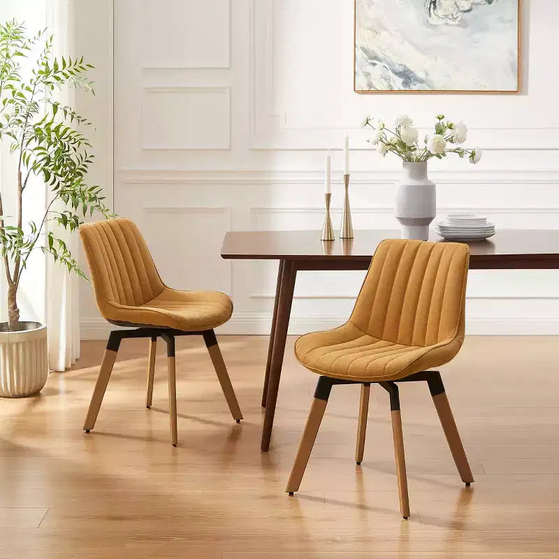 Chaise de salle à manger pivotante Art Leon Mid-century Modern en similicuir, lot de 2