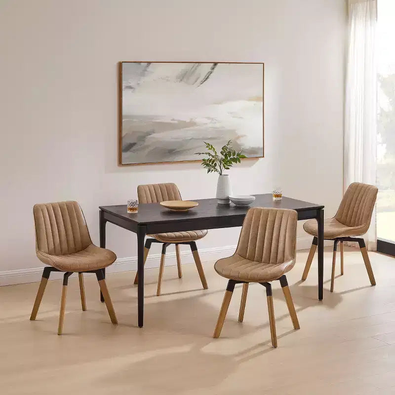 Chaise de salle à manger pivotante Art Leon Mid-century Modern en similicuir, lot de 2