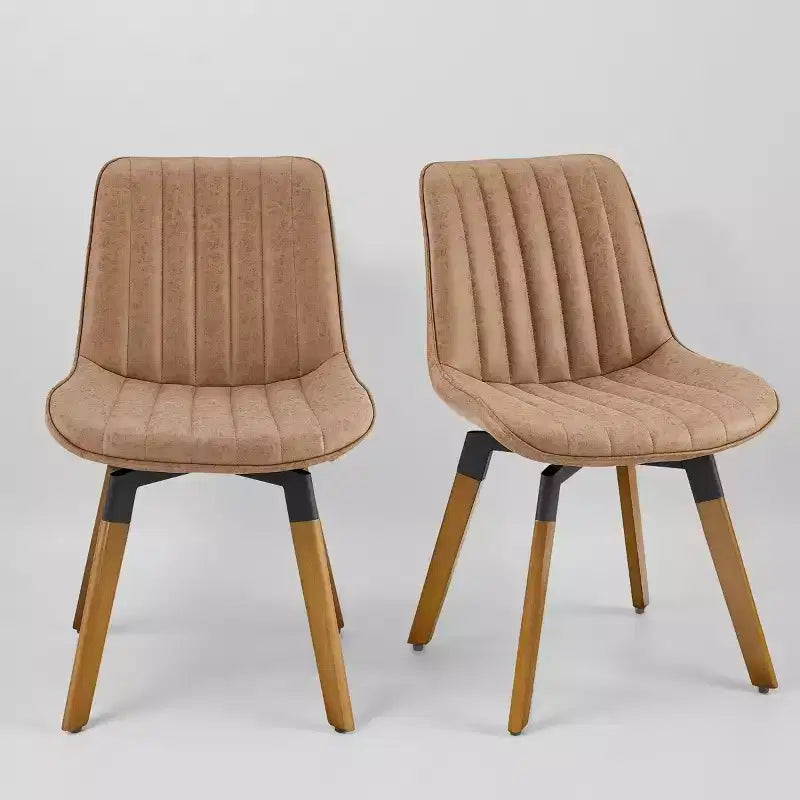 Art Leon Mid-century Modern Faux Leather Swivel Dining Chair, Set of 2