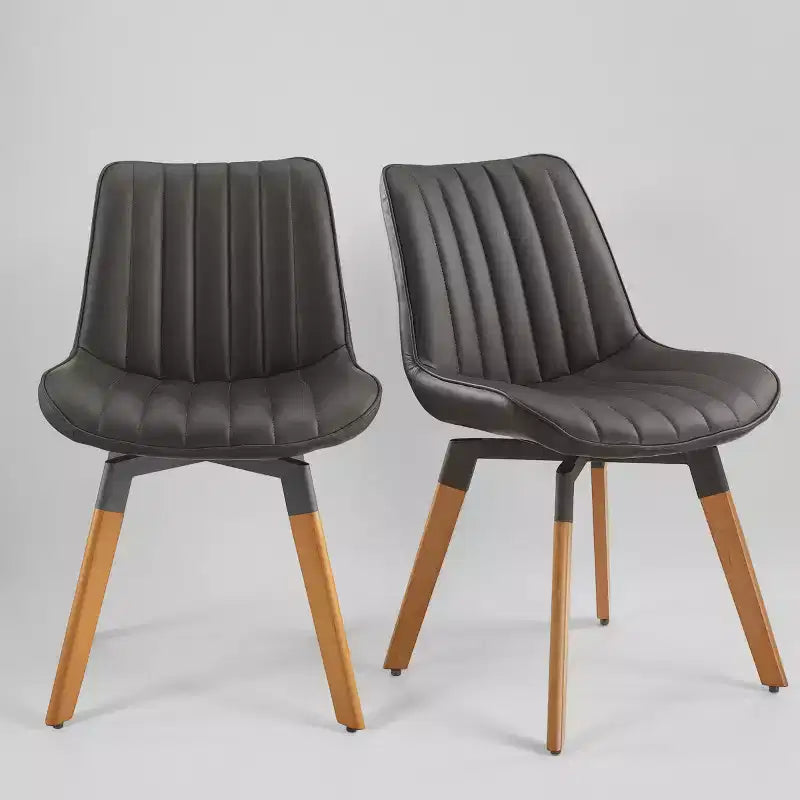 Chaise de salle à manger pivotante Art Leon Mid-century Modern en similicuir, lot de 2