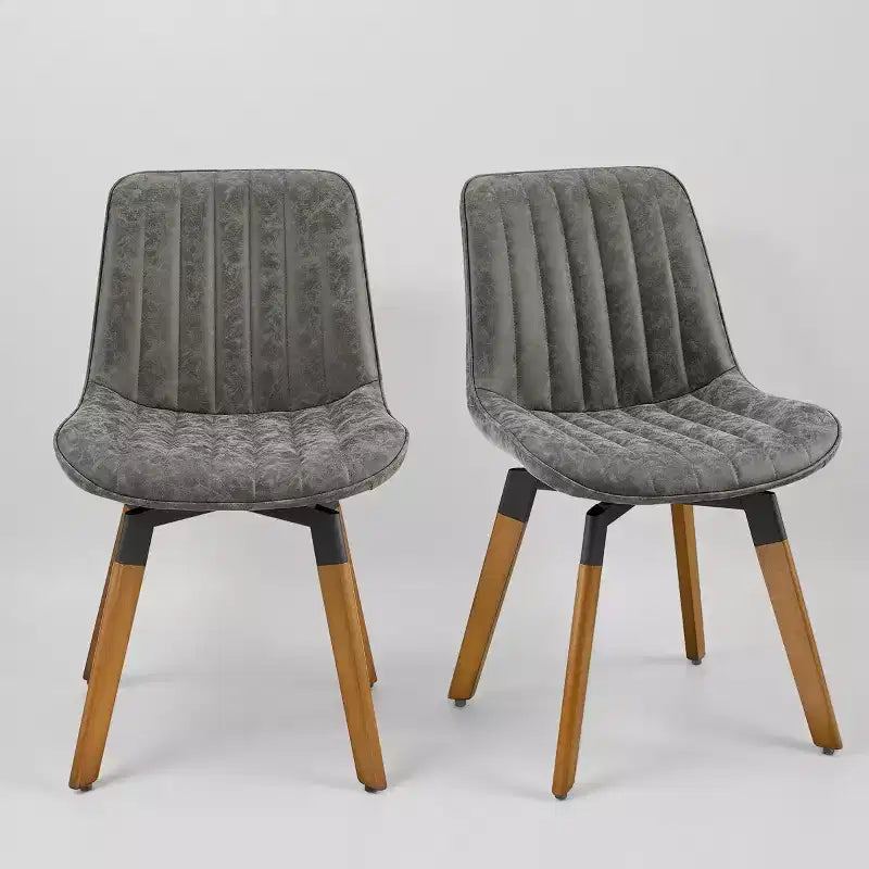 Chaise de salle à manger pivotante Art Leon Mid-century Modern en similicuir, lot de 2